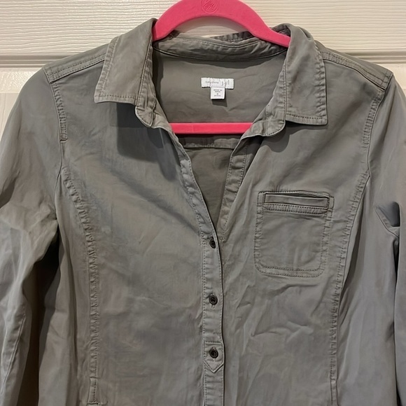 J Jill army green shirt dress, 8P - Picture 3 of 9